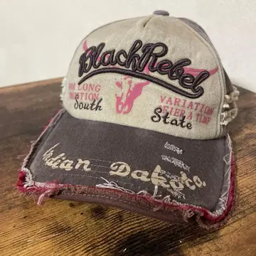 Black Rebel 데미지 캡 그레이/베이지