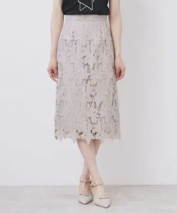 index 바이컬러 레이스 타이트 스커트