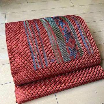 [순수 실크] 북 모양 나고야 오비 능직 자수