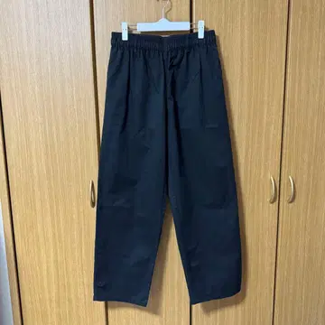 블랙 와이드 팬츠 허리밴딩