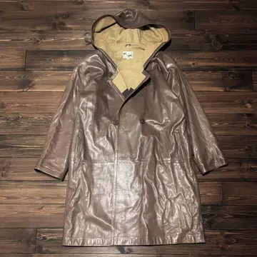 angel leather 빈티지 가죽 코트 후디 구제 의류 오버