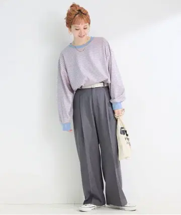 단기 판매 B.C STOCK [WEB 한정판] 워셔블 보더 롱 TEE