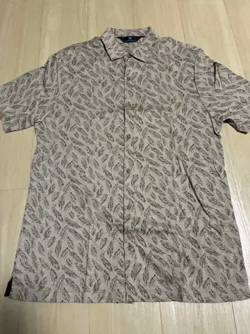 HART SCHAFFNER MARX 반팔 셔츠 베이지 잎 패턴