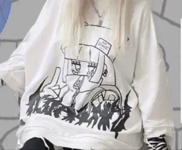 볼칸 & 아프로디테 걸 데미지 빅 롱 티셔츠 서브컬쳐 지뢰