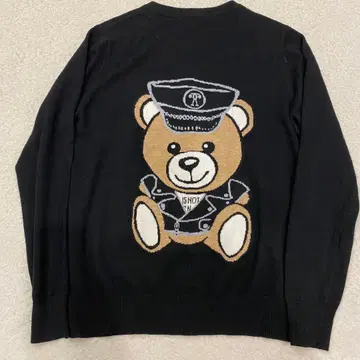 [레어] 90~00s 모스키노 베어 패턴 니트 가디건 블랙