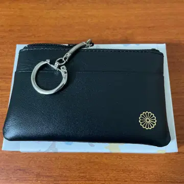 황궁 [새상품] 국화 문양 지퍼 동전 지갑 지갑 소가죽