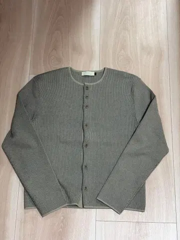 AMOMENTO 스트라이프 버튼 업 가디건 그레이