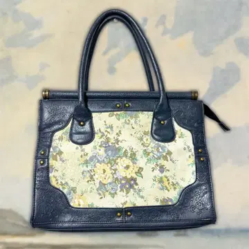 가격 인하 axesfemme 레트로 꽃무늬 네이비 가죽 핸드백