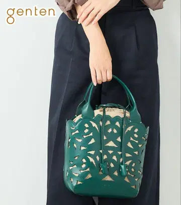 genten 정원 컷워크 토트백 블루그린
