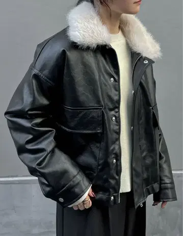 리디 안감 퍼 2WAY 빈티지 페이크 가죽 자켓