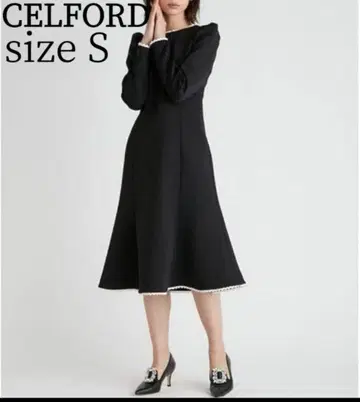 CELFORD 셀포드 레이스 트리밍 분또 원피스 블랙 36 블랙