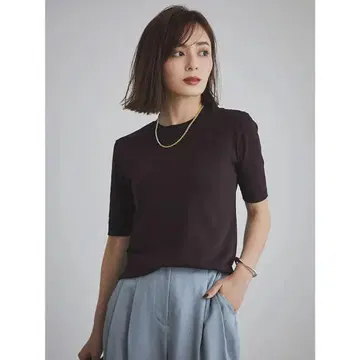 anuans 하이 게이지 니트 TEE 브라운