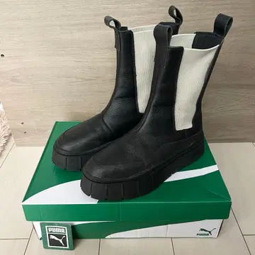 PUMA 블랙 가죽 첼시 부츠 푸마 블랙 롱 하이컷