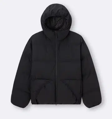 GU 웜 패딩 퀼팅 후드티 XL 블랙