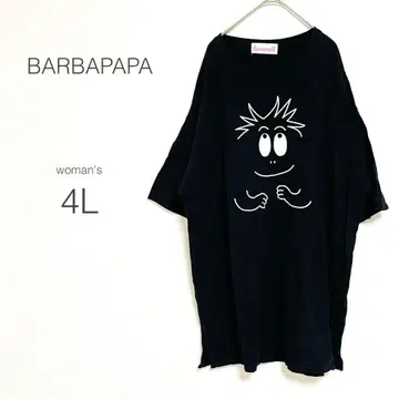 바바파파 T셔츠 [ 4L ] 모자 면100 빅 사이즈 빅 루즈 튜닉