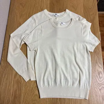UNIQLO 메리노울 2개 세트 아이보리 (양쪽 S 사이즈)