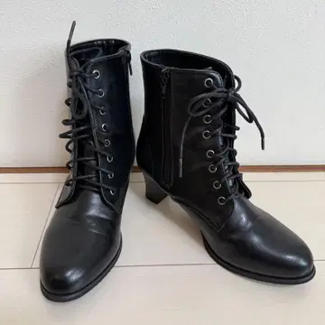 하카마 부츠 숏 레이스업 부츠 블랙 23.5cm 졸업식