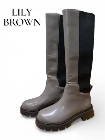 [ 미사용급 ] LILY BROWN 그레이 니트 콤비 롱 부츠