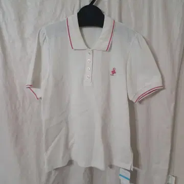 화이트 핑크 스트라이프 피케 셔츠