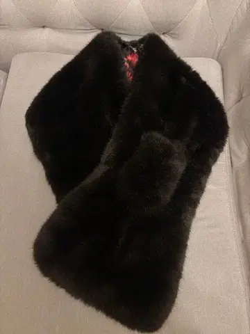 브라운 퍼 머플러 꽃무늬 안감