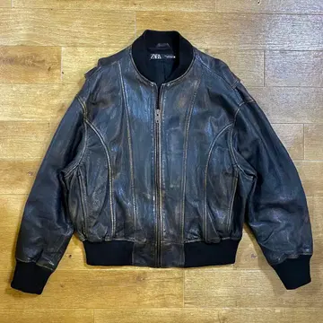ZARA 다크 브라운 레더 봄버 자켓
