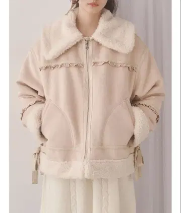 merry jenny 크림 보아 무스탕 블루종