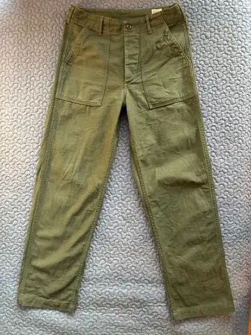 orSlow 백 새틴 퍼티그 팬츠