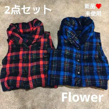 미사용 Flower 플라워 다운 베스트 2세트 체크