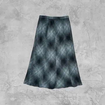 그레이 체크 롱 스커트 A라인 안감 부착 울 혼방 가을/겨울