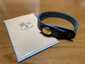 미사용 새상품 IL BISONTE 가죽 팔찌 블랙 스냅식