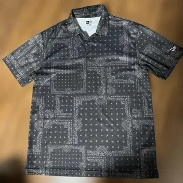 뉴에라 남성용 피케 셔츠 페이즐리 반다나 패턴 블랙 XL