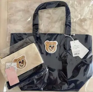 미사용 새상품 러브리 와펜 토트백 파우치 세트 네이비