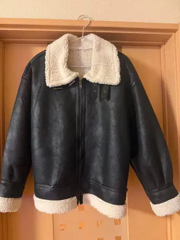 [ moment+ ] 페이크 무스탕 B-3 플라이트 자켓 블랙 M 사이즈