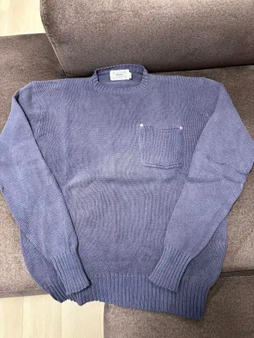 Polo 퍼플 니트 스웨터 포켓 부착