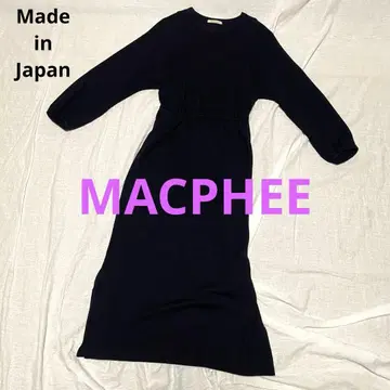 MACPHEE 네이비 롱 니트 원피스 울 100% S 일본제
