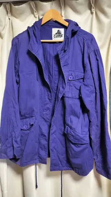 X-LARGE 보라색 후드 부착 자켓 L