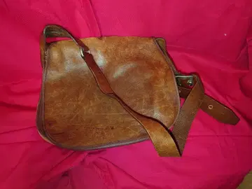 BEAMS 소 가죽 브라운 레더 캔버스 숄더백