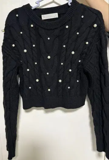 블랙 케이블 니트 스웨터 36