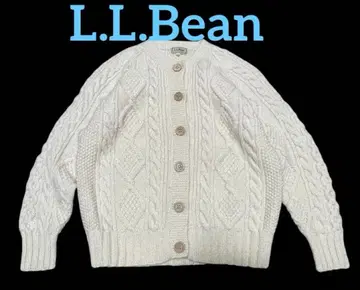 90s L.L.Bean 울 100% 피셔맨 아란 니트 가디건
