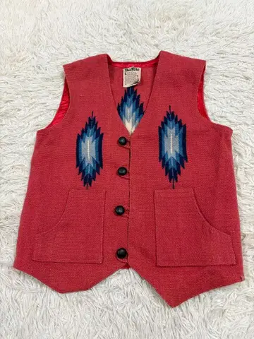 Paco PoLo 치마요 패턴 베스트 빈티지 네이티브 싸개 버튼 M