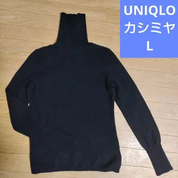 유니클로 터틀넥 캐시미어 100% 블랙 L 여성용