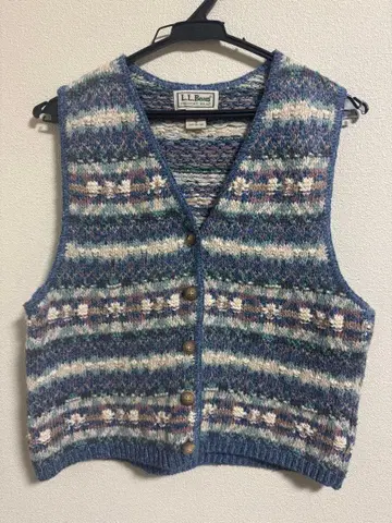 90s 엘엘빈 빈티지 트위드 니트 베스트 USA제