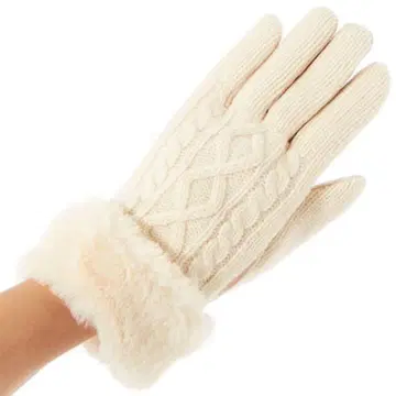 훌라 FURLA 니트 페이크 스웨이드 콤비 장갑 / 화이트