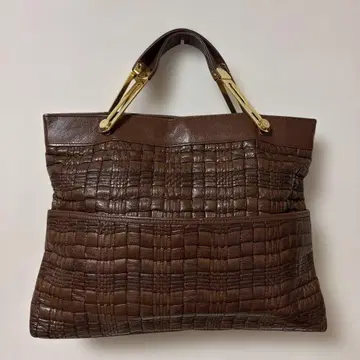 브라운 가죽 악어 엠보싱 핸드백