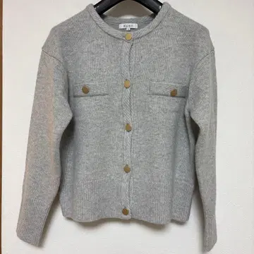 울 메탈 버튼 가디건