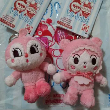 호빵맨 뮤지엄 한정판 봉제 인형 키링 2개 세트