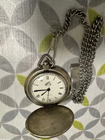 실버 회중시계 화이트 다이얼 금속 체인