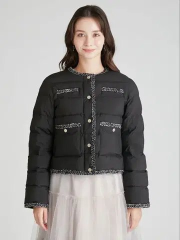 CELFORD (셀포드) 트리밍 디자인 퀼팅 재킷 블랙 38