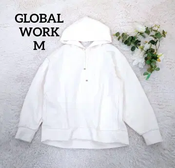 글로벌 워크 남성용 후드티 (M) 아이보리 트레이닝복 풀오버