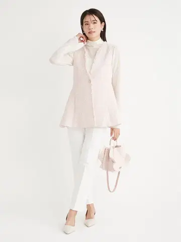 새상품급 셀포드 하이웨스트 테이퍼드 데님 팬츠 화이트